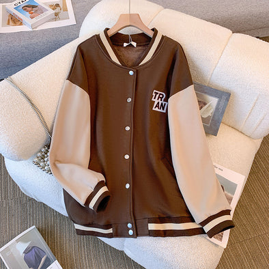 Women's Fleece-lined Thick Baseball Uniform Jacket